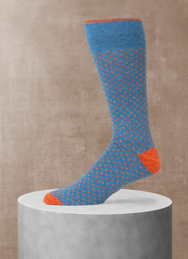 Dot Sock in Light Blue and Coral