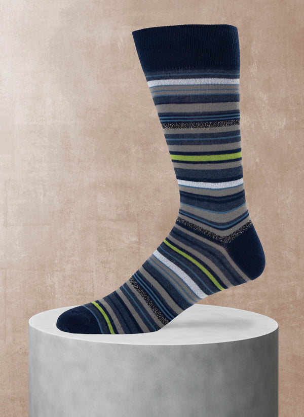 Lurex Stripe Sock in Navy