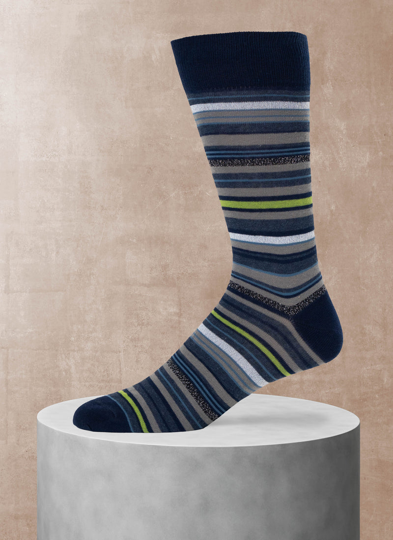 Lurex Stripe Sock in Navy