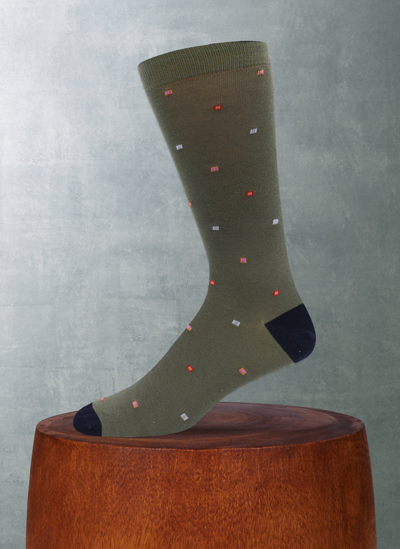 Multiple Squares Sock in Olive