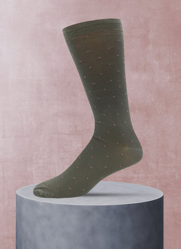 Square Dots Sock in Olive
