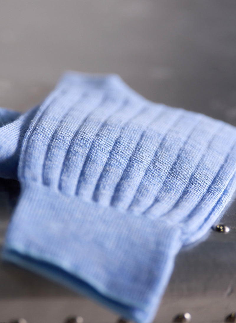 100% Cashmere Crew Sock in Light Heather Denim