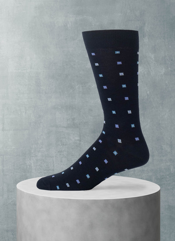 Square Cotton Sock in Navy