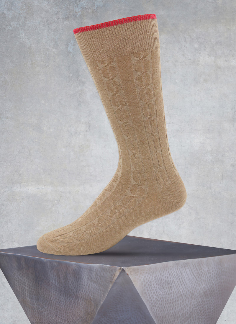 Solid Cable Sock in Taupe