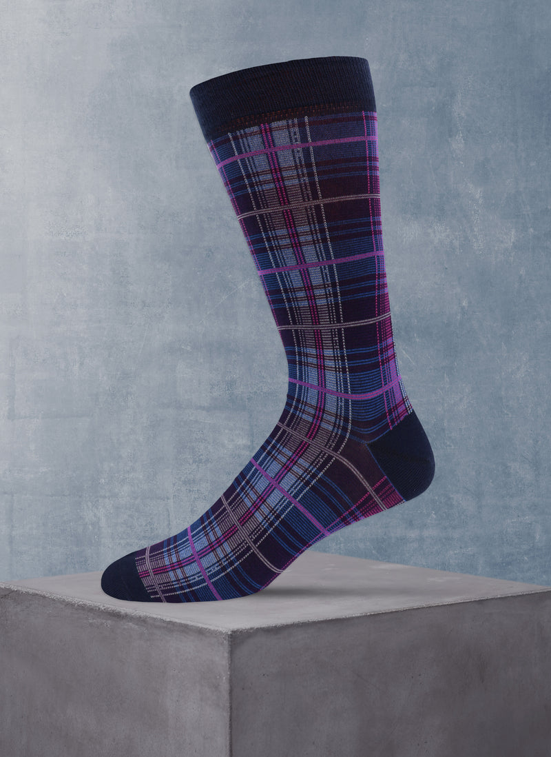 Plaid Sock in Navy and Purple