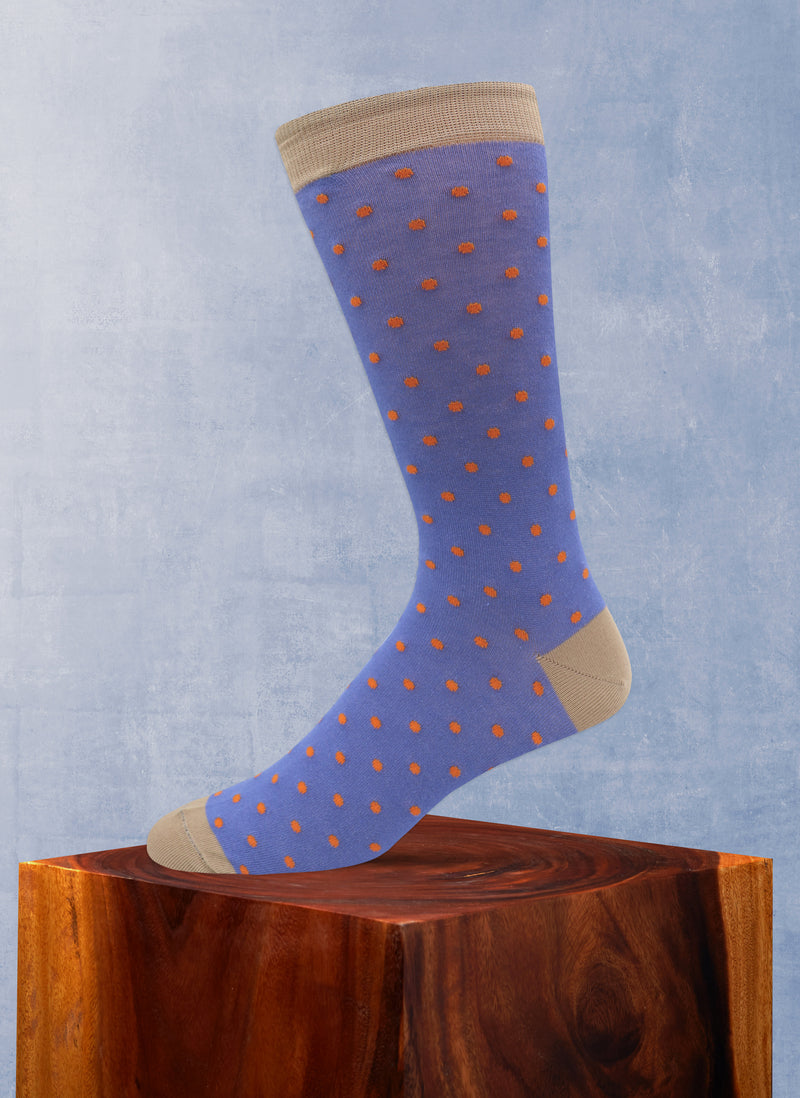 Medium Dots Sock in Blue and Taupe