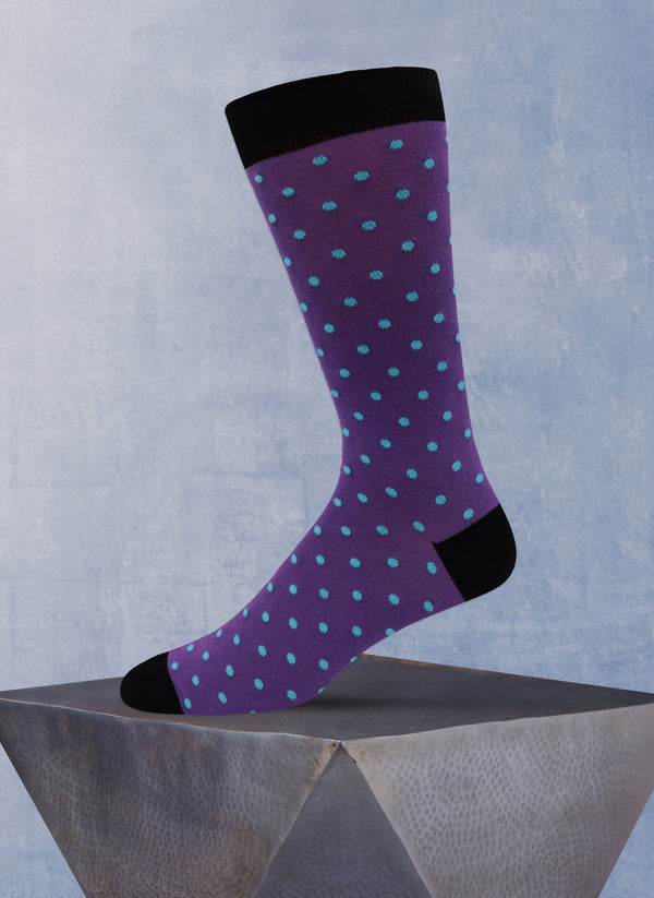 Medium Dots Sock in Purple and Black