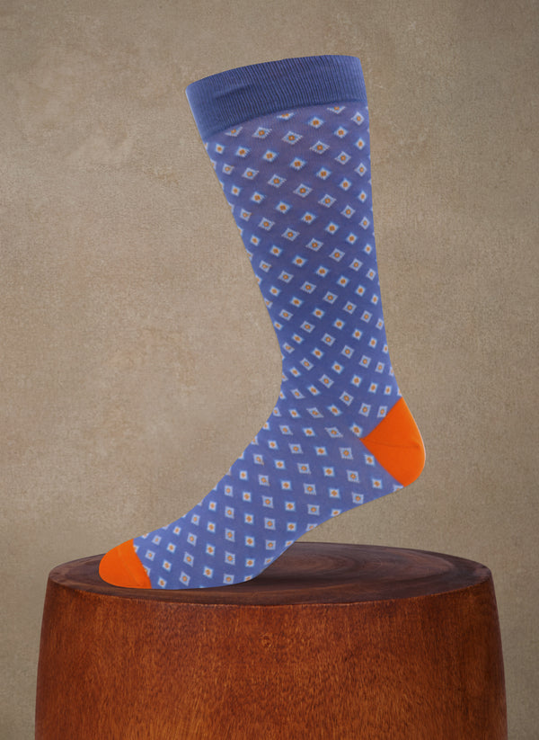 Diamond Sock in Blue and Orange