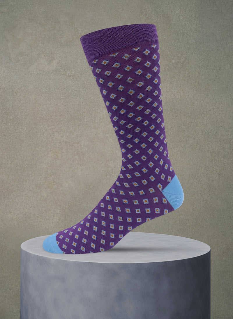 Diamond Sock in Purple and Light Blue