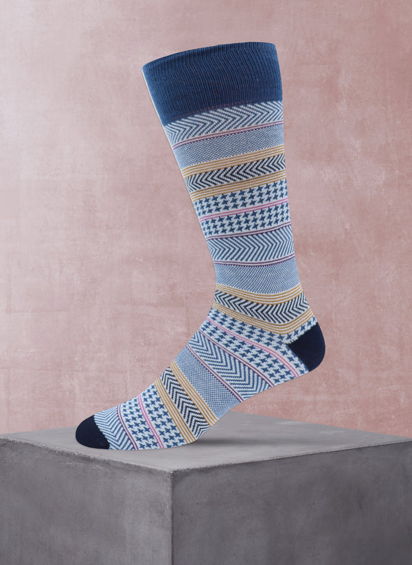 Graphic Stripes Sock in Teal