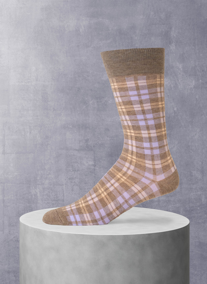 Plaid Sock in Taupe