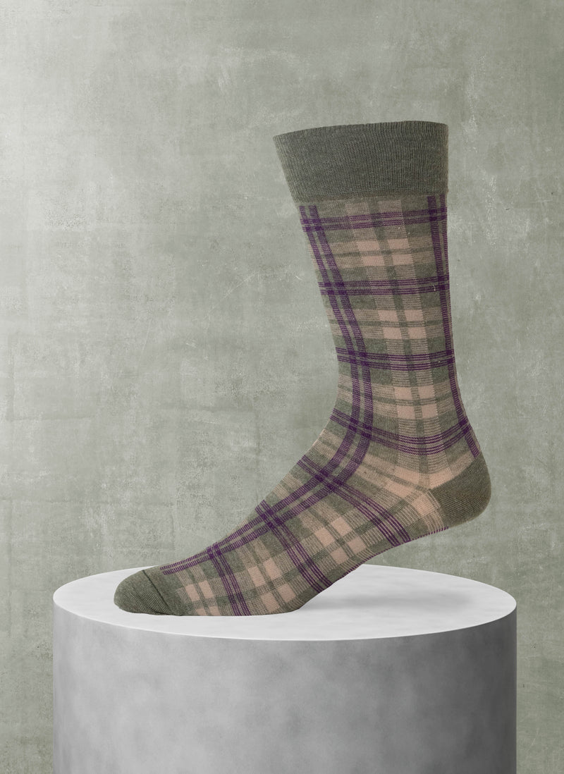 Plaid Sock in Sage Green