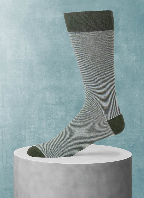 Mille Righe Sock in Olive Green