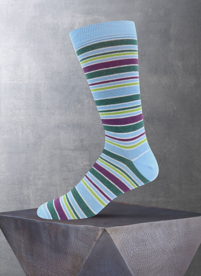 Multi Stripe Sock in Light Blue