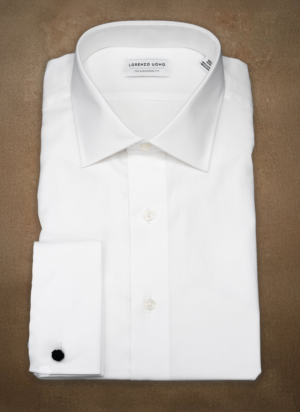 Alexander in White Nano Grid Textured French Cuff Shirt, 16 32/33