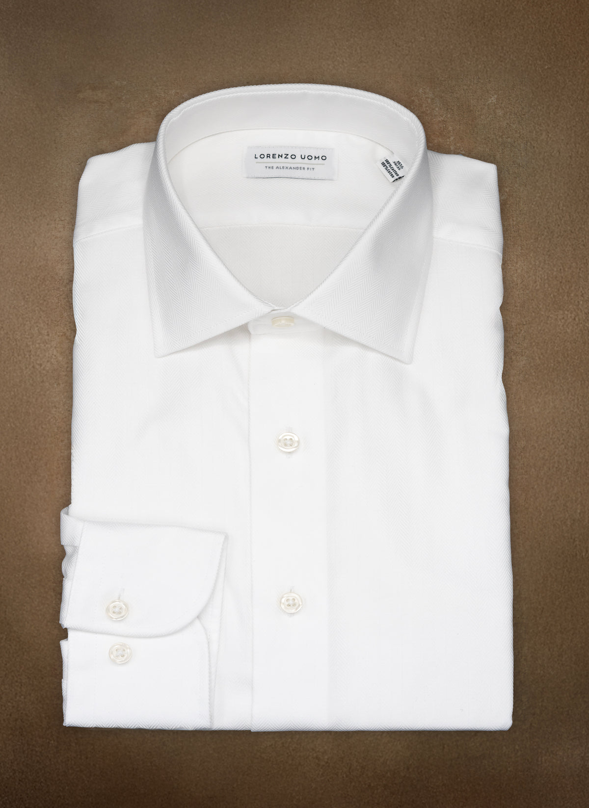 men's white herringbone dress shirt Visconti Herringbone Long Sleeve Woven Shirt, Mens, M, White