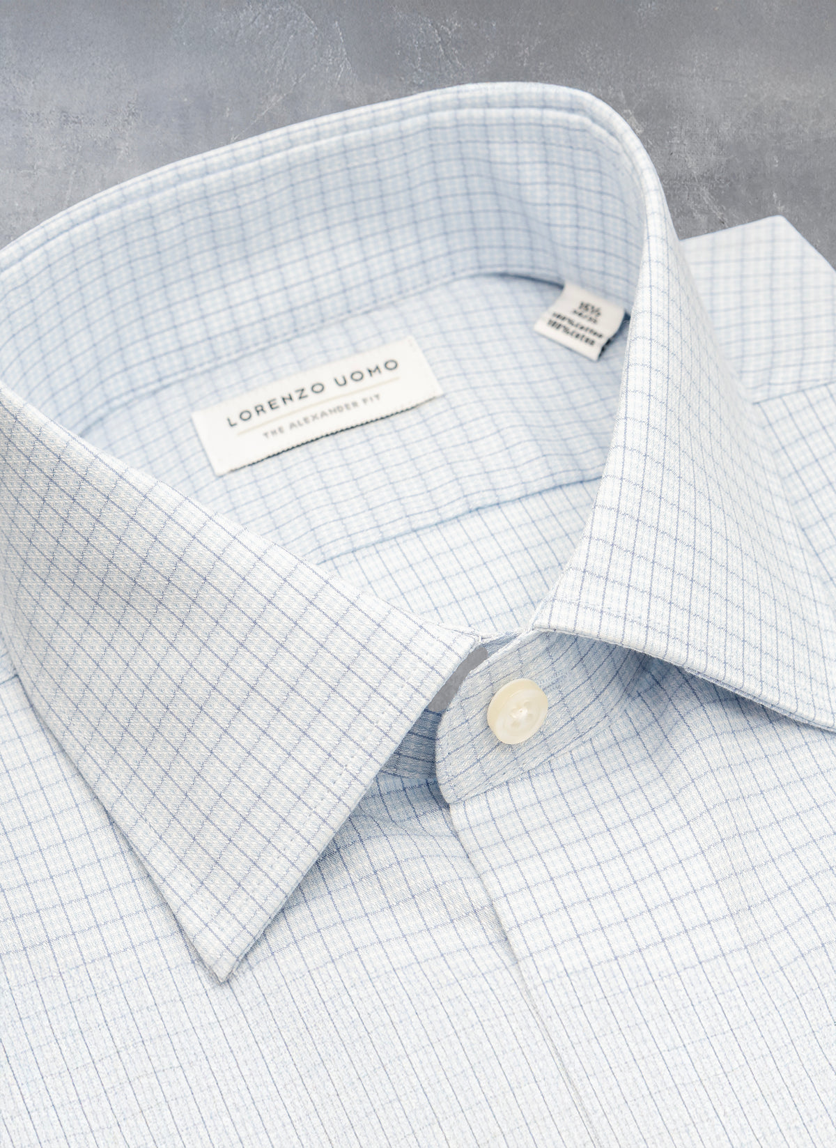slim fit dress slacks Alexander in Blue Solid Shirt 17 34/35