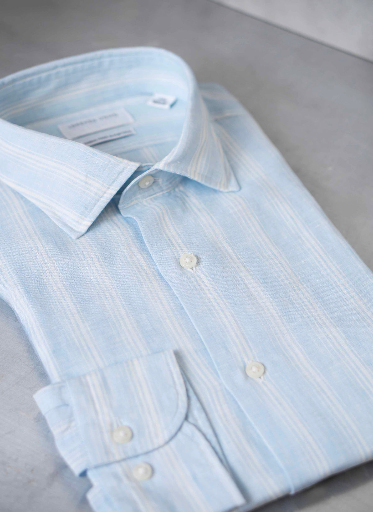 Alexander in Blue and White Stripe Linen Shirt, 16 34/35