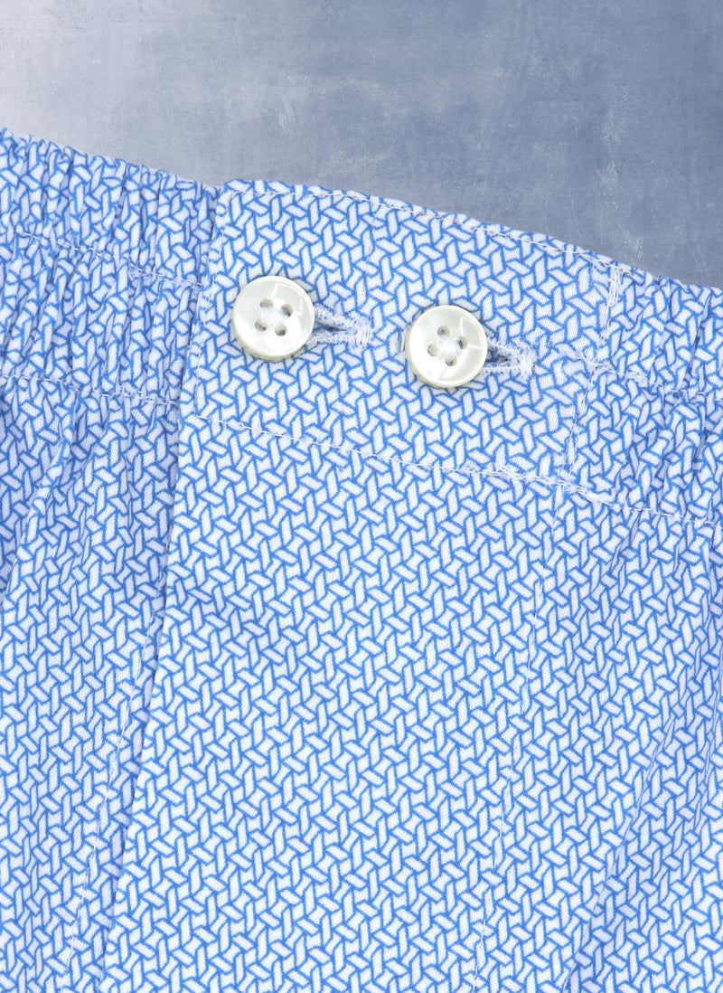 The Perfect 2-Button Knit Boxer in Light Blue Geo Print