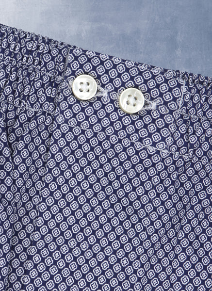 The Perfect 2-Button Knit Boxer in Navy Blue Print – Lorenzo Uomo