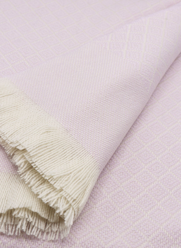 100% Cashmere Prato Throw with Fringe in Light Pink Folded
