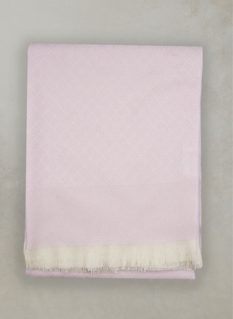 100% Cashmere Prato Throw with Fringe in Light Pink