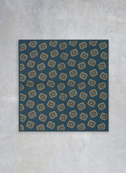 hand made flat image of Geometric Wool Pocket Square in Teal