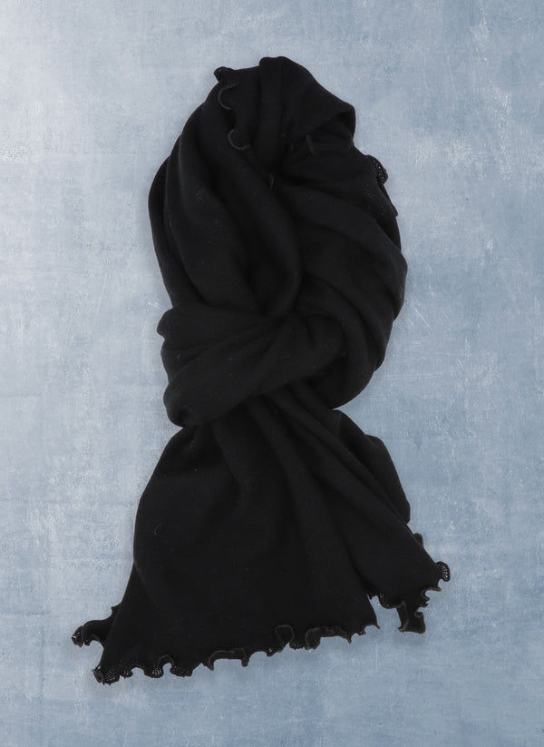 Collina Cashmere Wave Shaped Scarf in Black