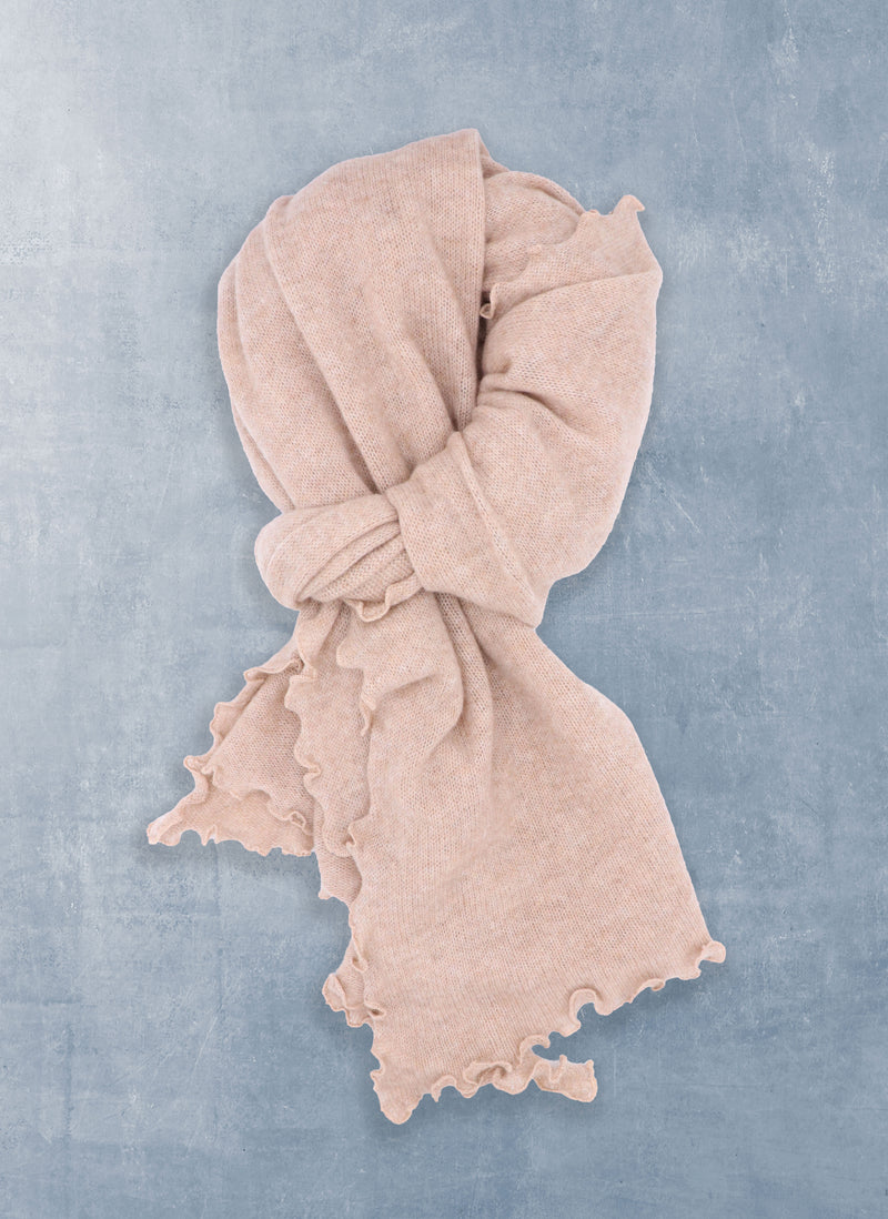 Collina Cashmere Wave Shaped Scarf in Latte