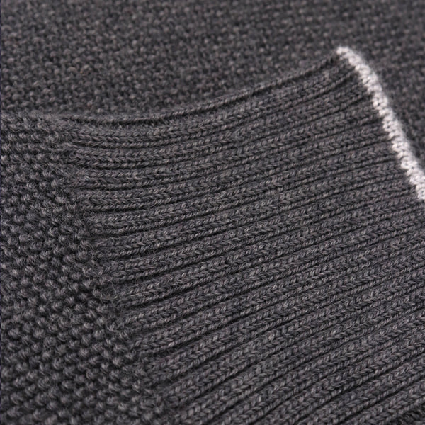 Men's Tollegno Merino Wool Crew Neck Sweater in Dark Grey Mélange