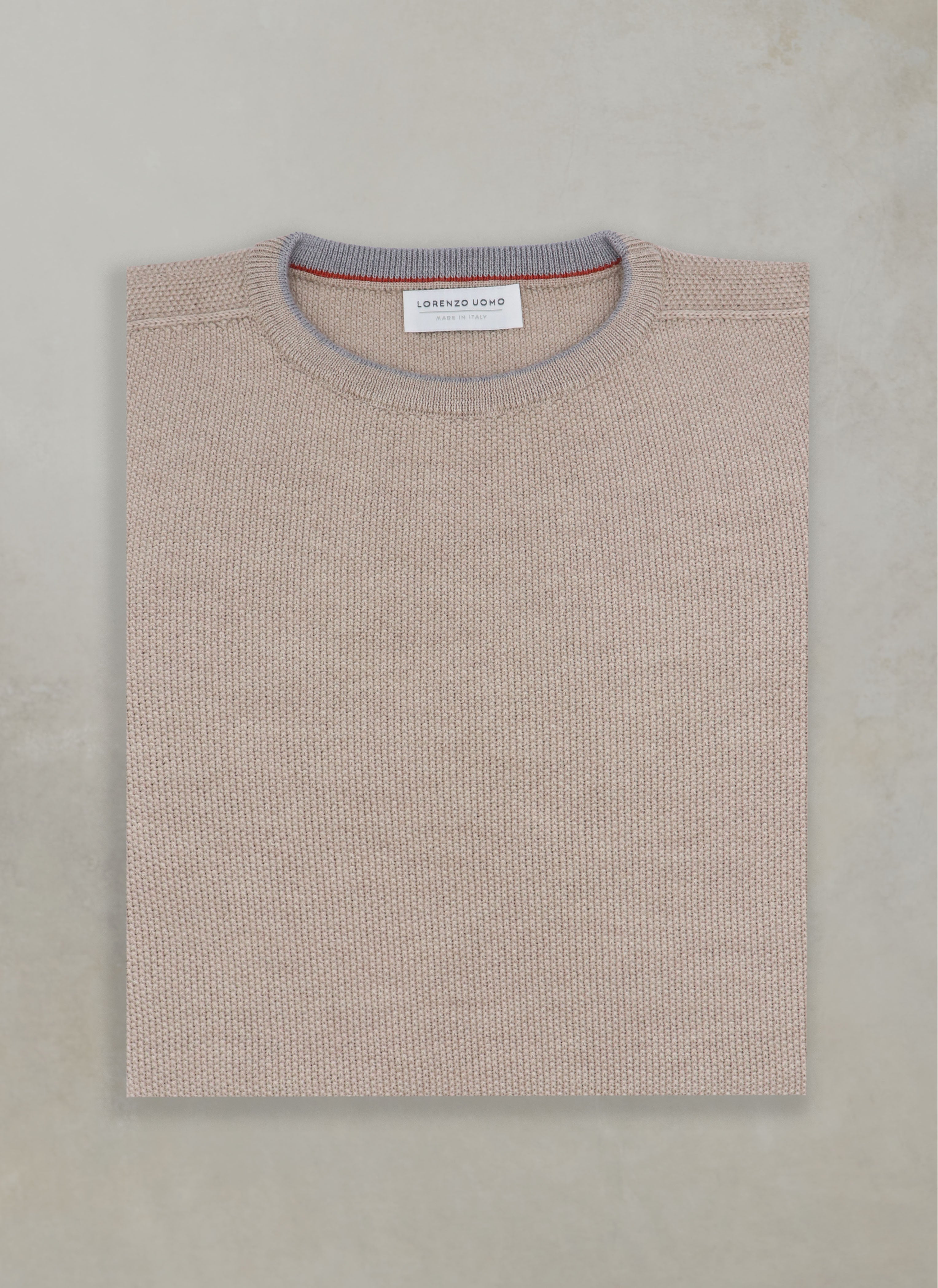 Men's Tollegno Merino Wool Crew Neck Sweater in Light Grey main image 1