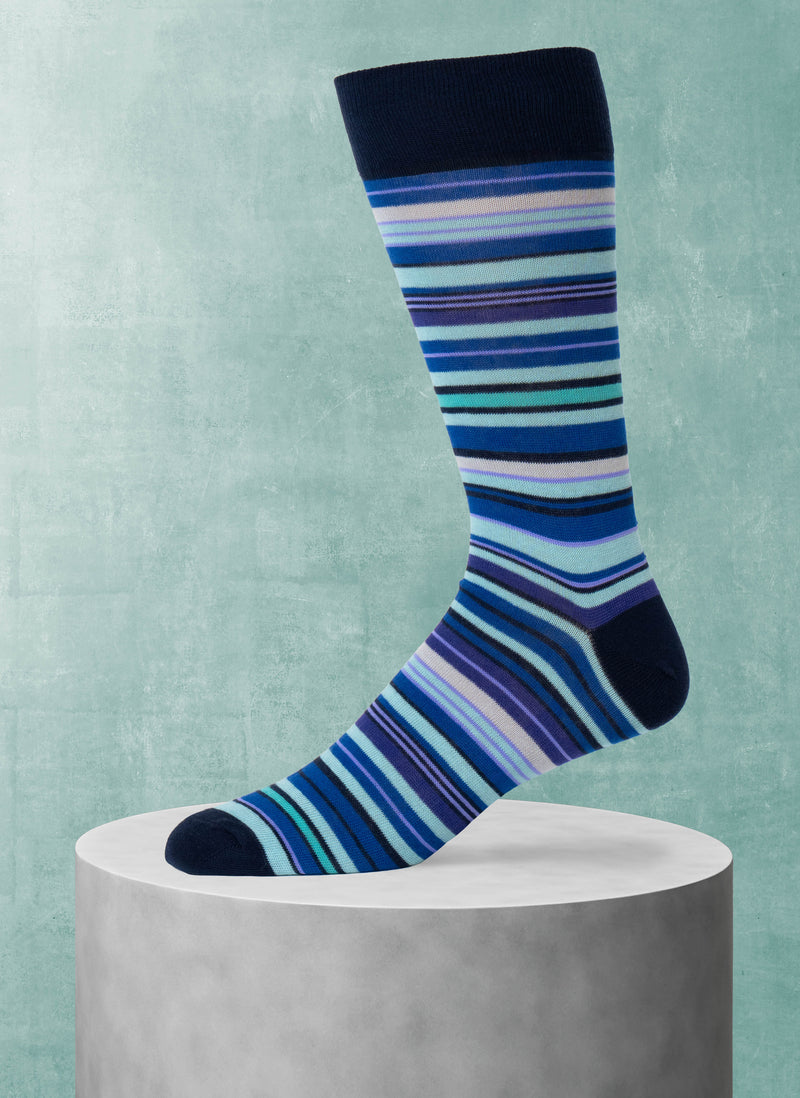 Multi Stripe Sock in Navy