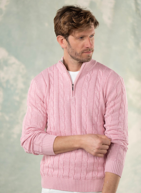 L’Appartement GENTLEMAN KNIT Loose Knit Quarter Zip Polo - Greige | Devereux