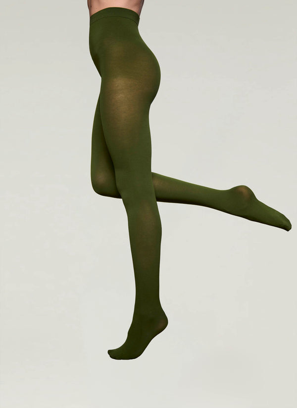 Egyptian Cotton Tights in Olive - Made in Italy