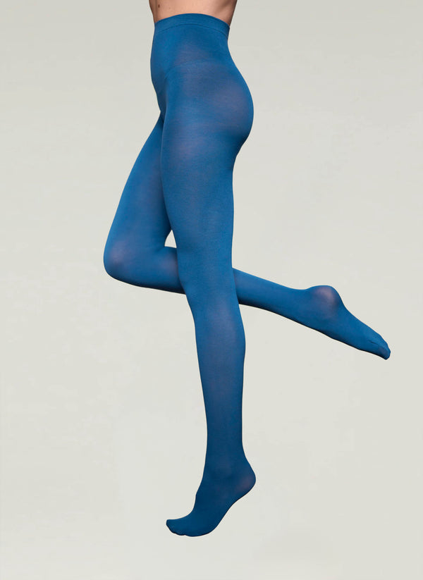 Egyptian Cotton Tights in Pertrolio Blue - Made in Italy