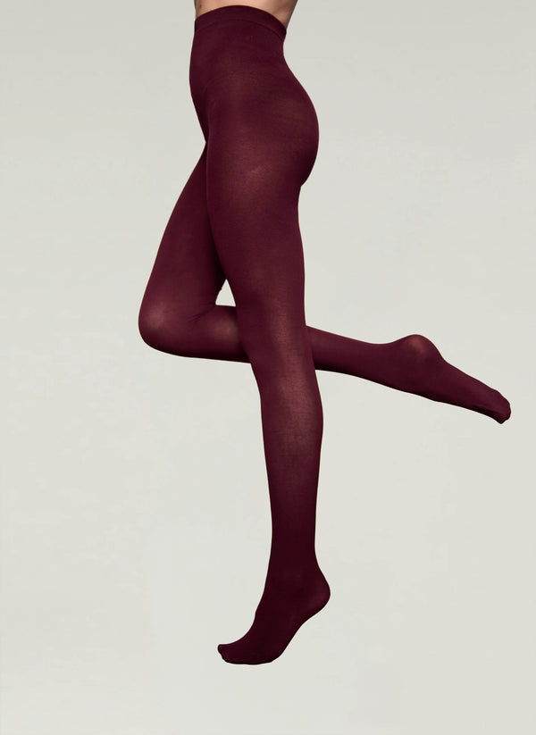 Egyptian Cotton Tights in Burgundy - Made in Italy