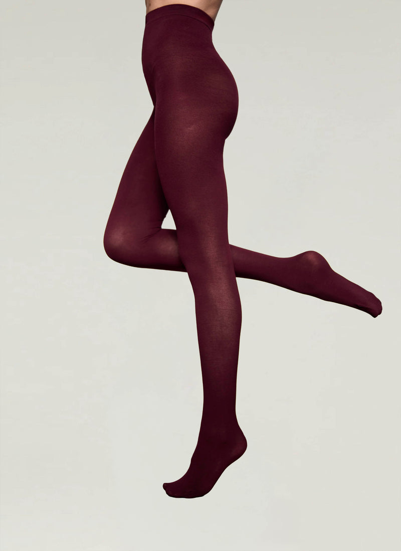 Egyptian Cotton Tights in Burgundy - Made in Italy
