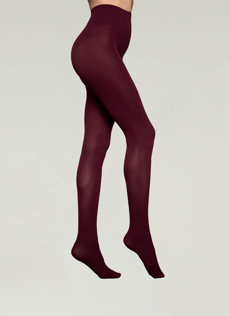 Egyptian Cotton Tights in Burgundy - Made in Italy