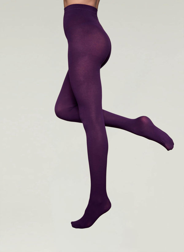 Egyptian Cotton Tights in Plum - Made in Italy