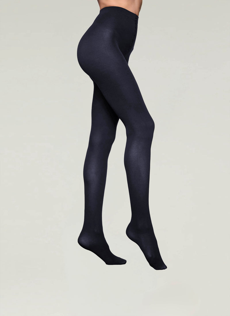 Egyptian Cotton Tights in Navy - Made in Italy