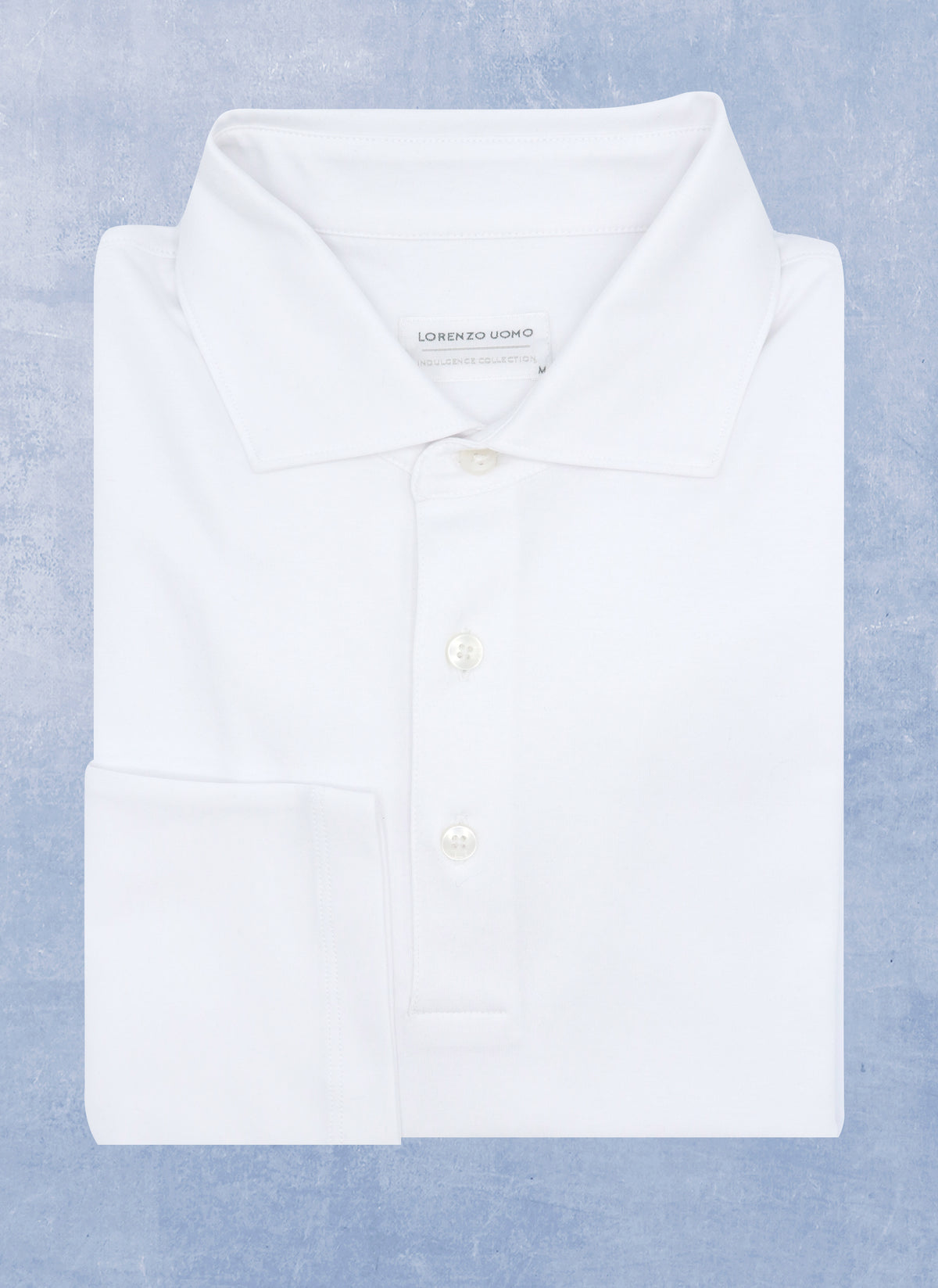 Supima Cotton Long Sleeve Polo Shirt in White L Supima Cotton Long Sleeve Polo Shirt in White L