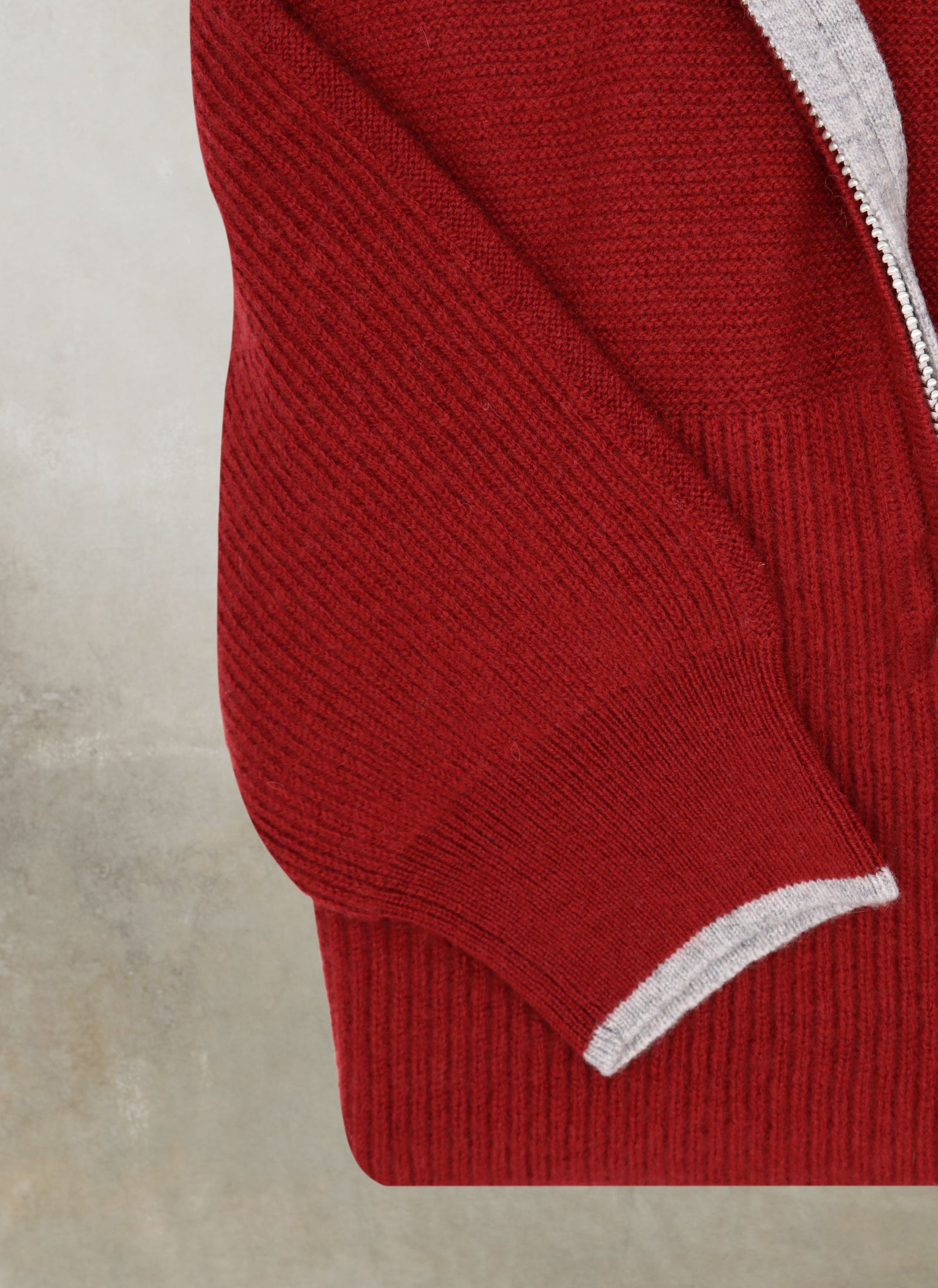 Men's Botticino Double Knit Quarter Zip Cashmere Sweater in Cinna