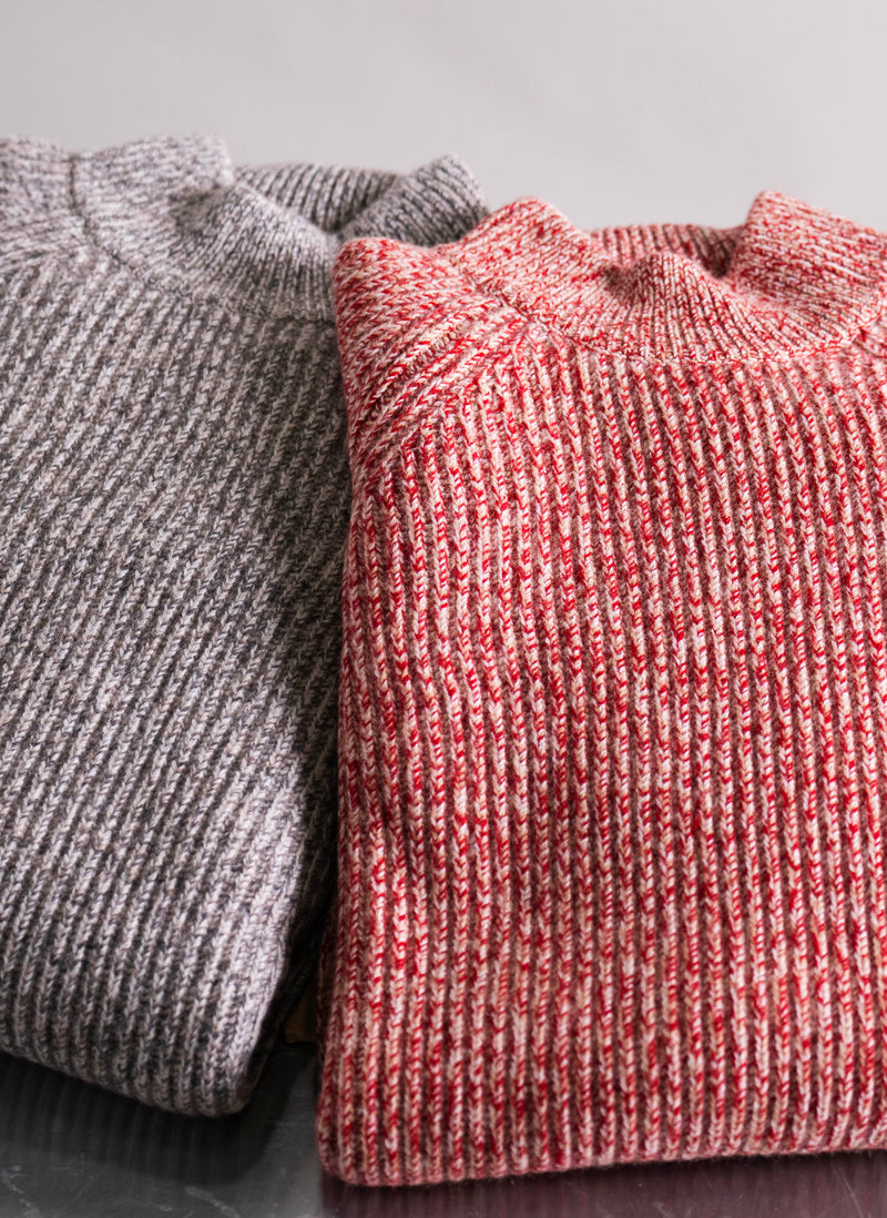 Men's Saarinen Cashmere Mock-Neck Chunky Sweater in Red Marle