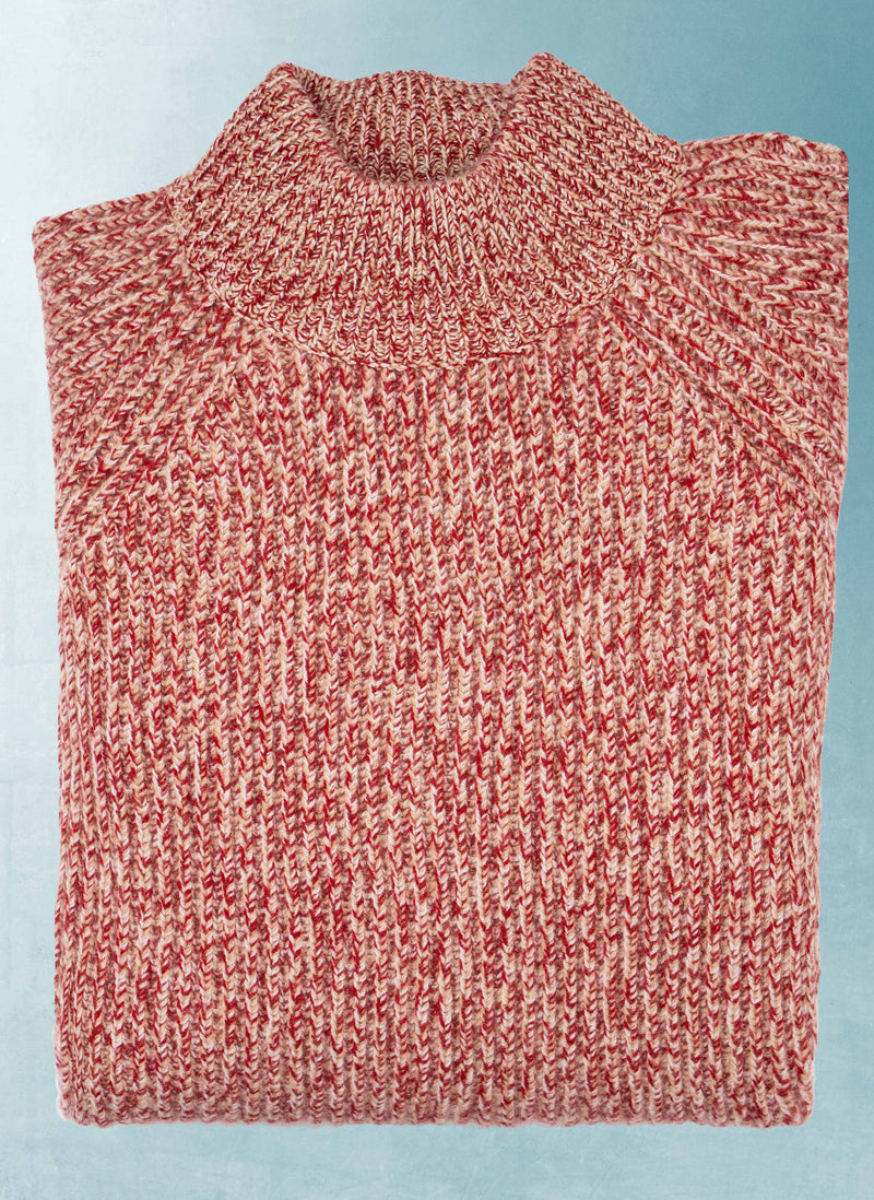 Men's Saarinen Cashmere Mock-Neck Chunky Sweater in Red Marle