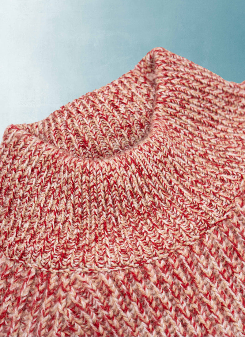 Men's Saarinen Cashmere Mock-Neck Chunky Sweater in Red Marle
