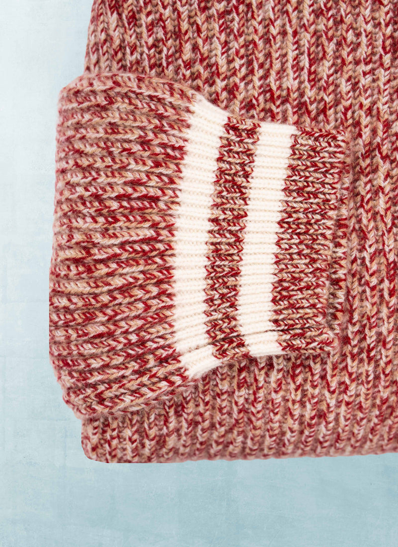 Men's Saarinen Cashmere Mock-Neck Chunky Sweater in Red Marle