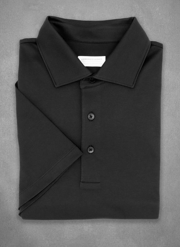 Supima® Cotton Short Sleeve Polo Shirt in Black