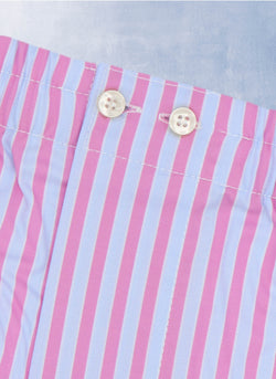Boxer Short in French Rose and Azure Sky Stripe