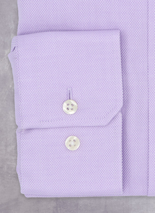 William Fullest Fit Shirt in Solid Purple Oxford Cuff detail with White Button