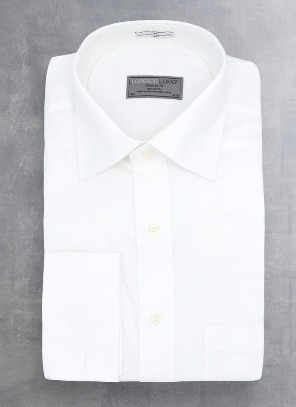William in White Solid Oxford French Cuff Shirt